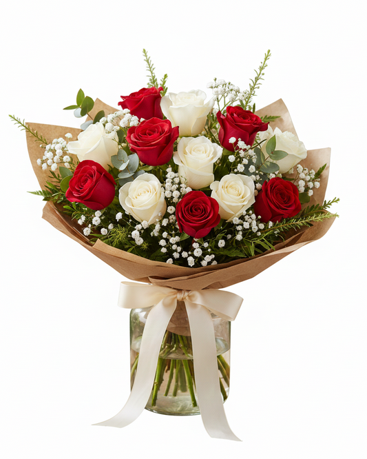 Crimson & Snow Bouquet